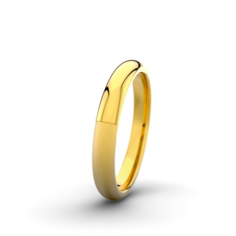Kein Stein Gelbgold Sandmattfeinring Victoria F3 P5, Gelbgold 750 Sandmattfein, von vorn