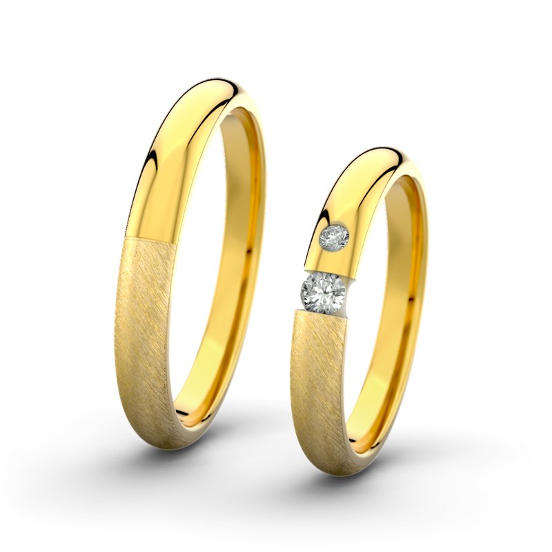 Diamantring Victoria F3 P5, Gelbgold 375 Schrägmatt, von vorn