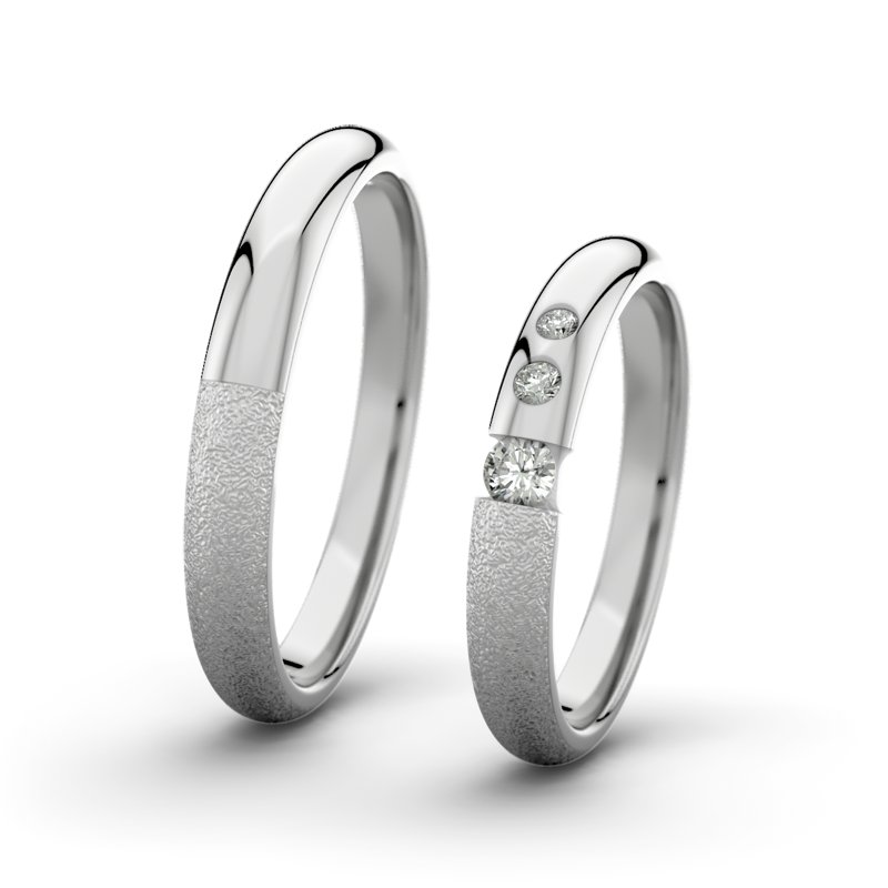 Diamantring Victoria F3 P5, Palladium 585 Sandmattgrob, von vorn