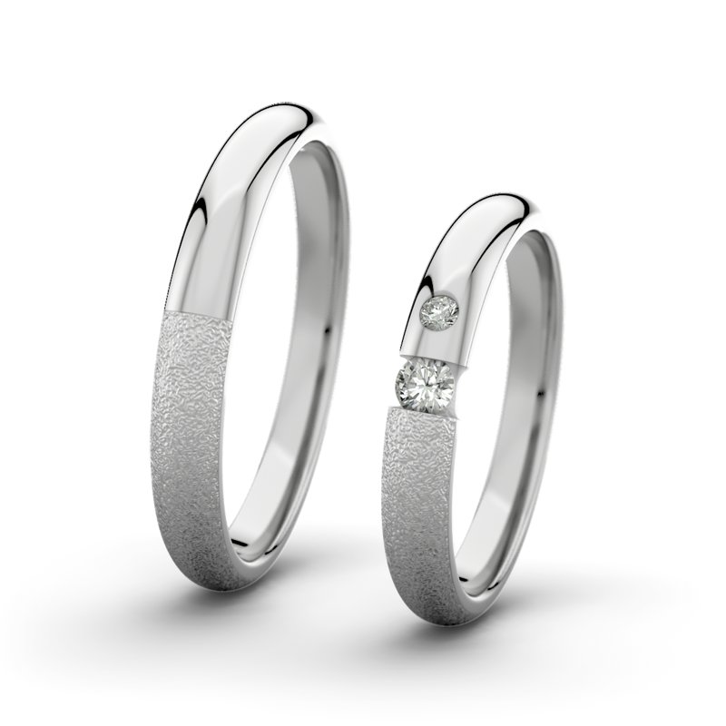 Diamantring Victoria F3 P5, Palladium 585 Sandmattgrob, von vorn
