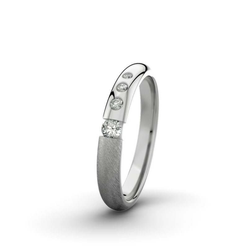 Diamantring Victoria F3 P5, Palladium 585 Schrägmatt, von vorn