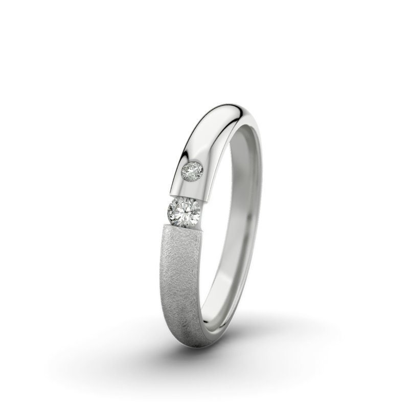 Diamantring Victoria F3 P5, Sterlingsilber 925 eismatt, von vorn