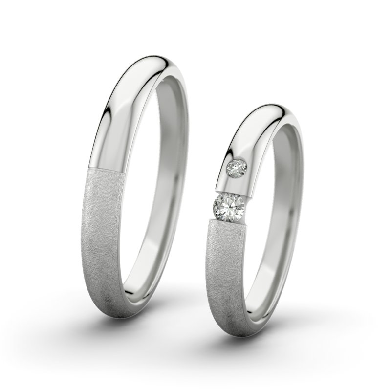 Diamantring Victoria F3 P5, Sterlingsilber 925 eismatt, von vorn