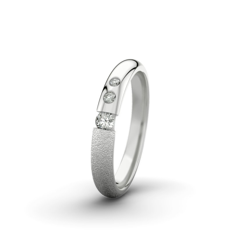 Diamantring Victoria F3 P5, Sterlingsilber 925 Sandmattgrob, von vorn