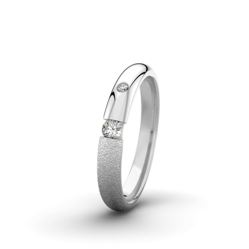 Diamantring Victoria F3 P5, Weißgold 750 Sandmattgrob, von vorn
