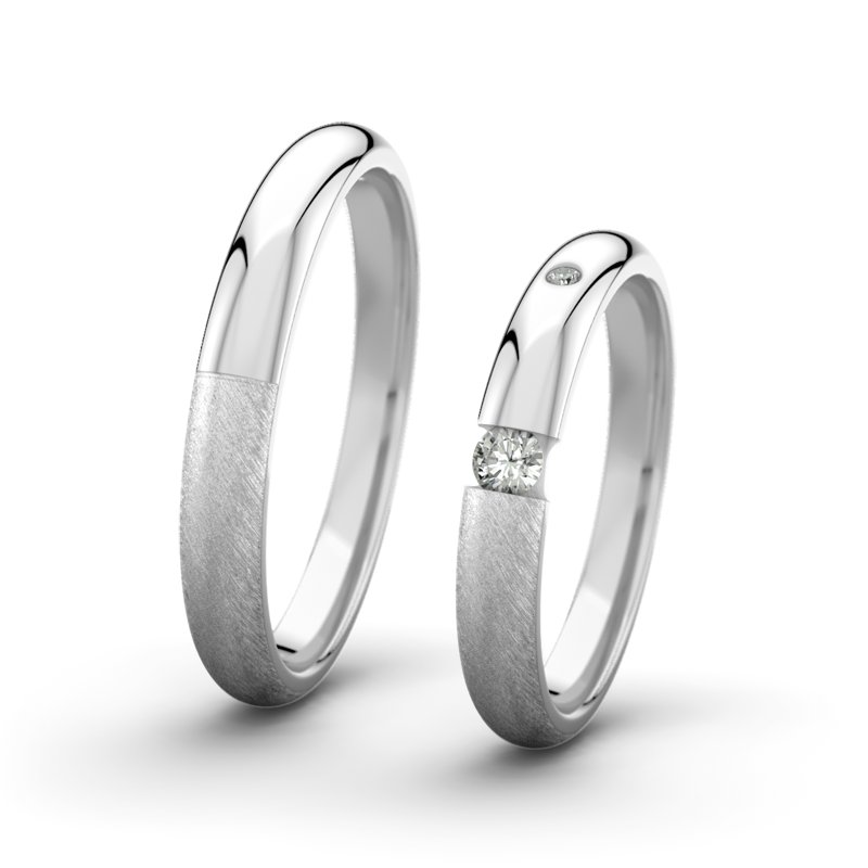 Diamantring Victoria F3 P5, Weißgold 375 Schrägmatt, von vorn