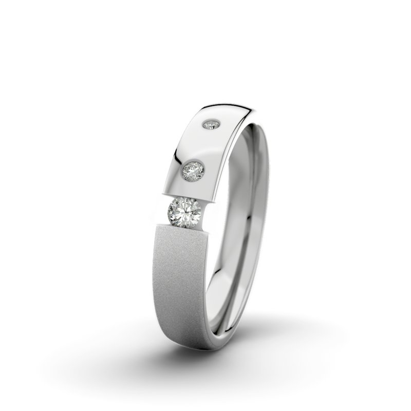 Diamantring Victoria F4 P3, Palladium 585 Sandmattfein, von vorn