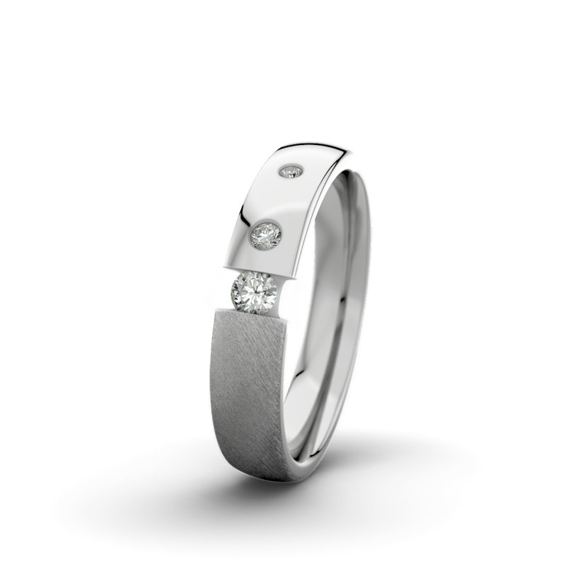 Diamantring Victoria F4 P3, Palladium 585 Schrägmatt, von vorn