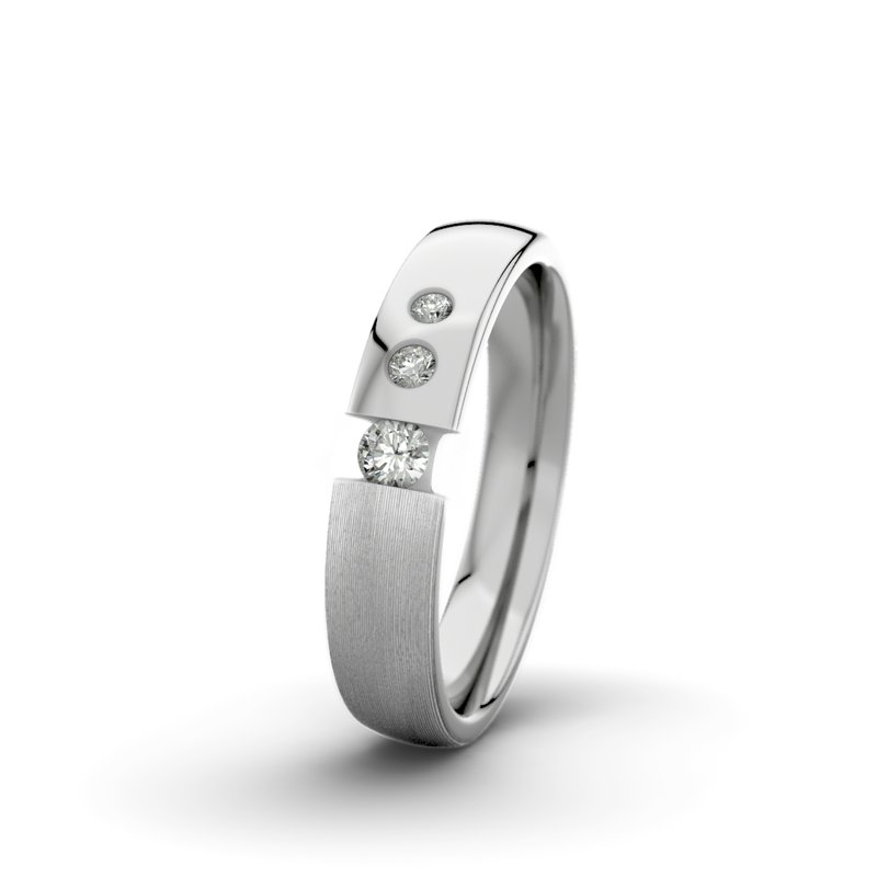 Diamantring Victoria F4 P3, Platinum 600 längsmatt, von vorn