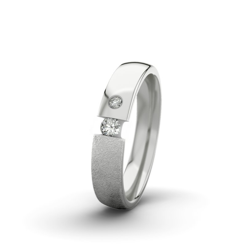 Diamantring Victoria F4 P3, Sterlingsilber 925 eismatt, von vorn