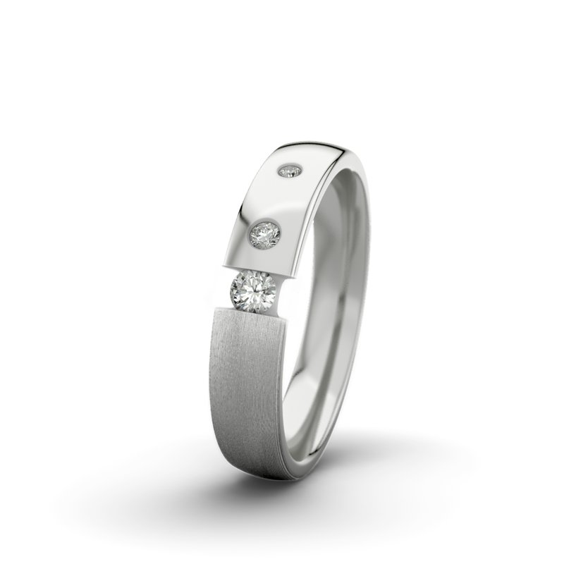 Diamantring Victoria F4 P3, Sterlingsilber 925 längsmatt, von vorn