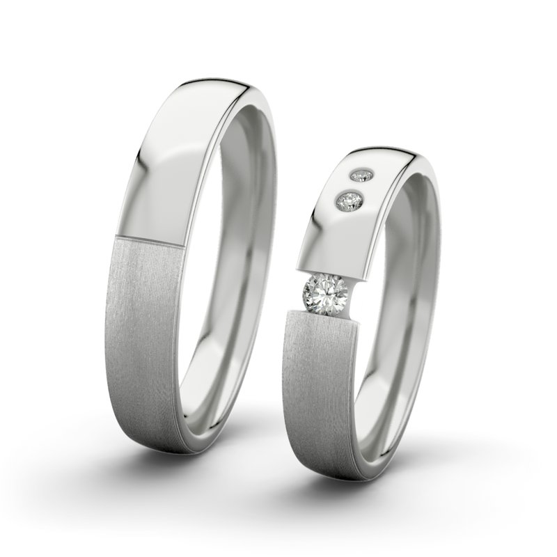 Diamantring Victoria F4 P3, Sterlingsilber 925 längsmatt, von vorn