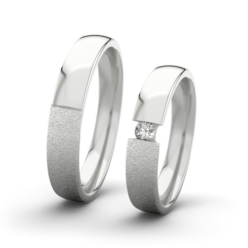 Diamantring Victoria F4 P3, Sterlingsilber 925 Sandmattgrob, von vorn