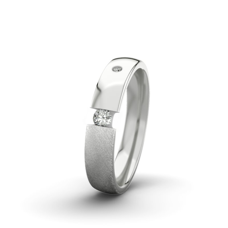 Diamantring Victoria F4 P3, Sterlingsilber 925 Schrägmatt, von vorn