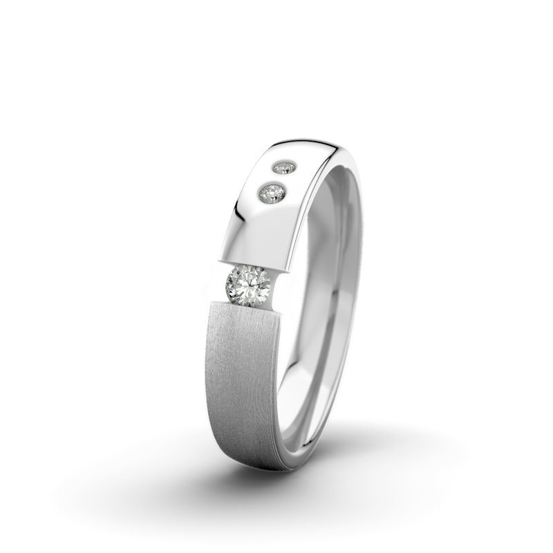 Diamantring Victoria F4 P3, Weißgold 375 längsmatt, von vorn