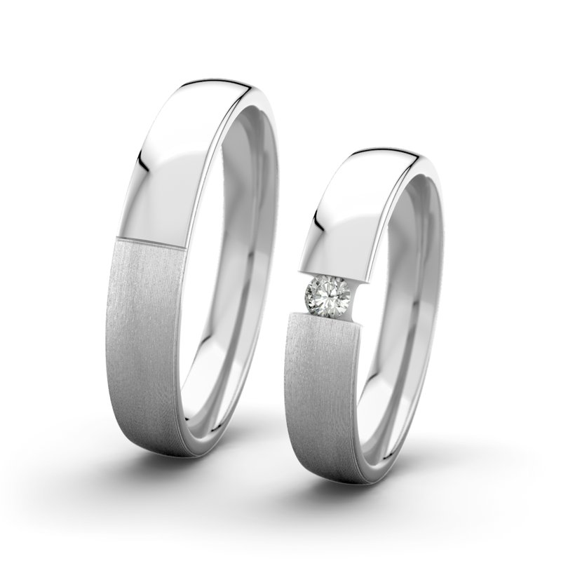 Diamantring Victoria F4 P3, Weißgold 585 längsmatt, von vorn