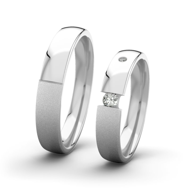Diamantring Victoria F4 P3, Weißgold 750 Sandmattfein, von vorn