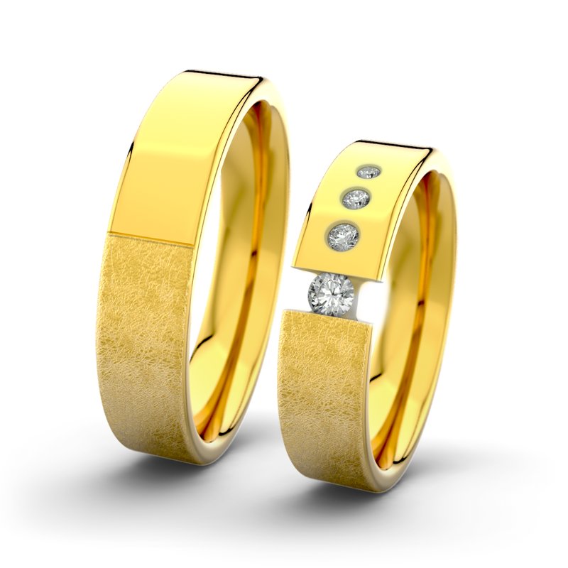 Diamantring Victoria F5 P1, Gelbgold 585 eismatt, von vorn