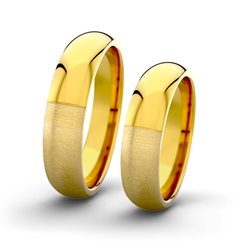 Kein Stein Gelbgold quermattring Victoria F5 P5, Gelbgold 375 quermatt, von vorn