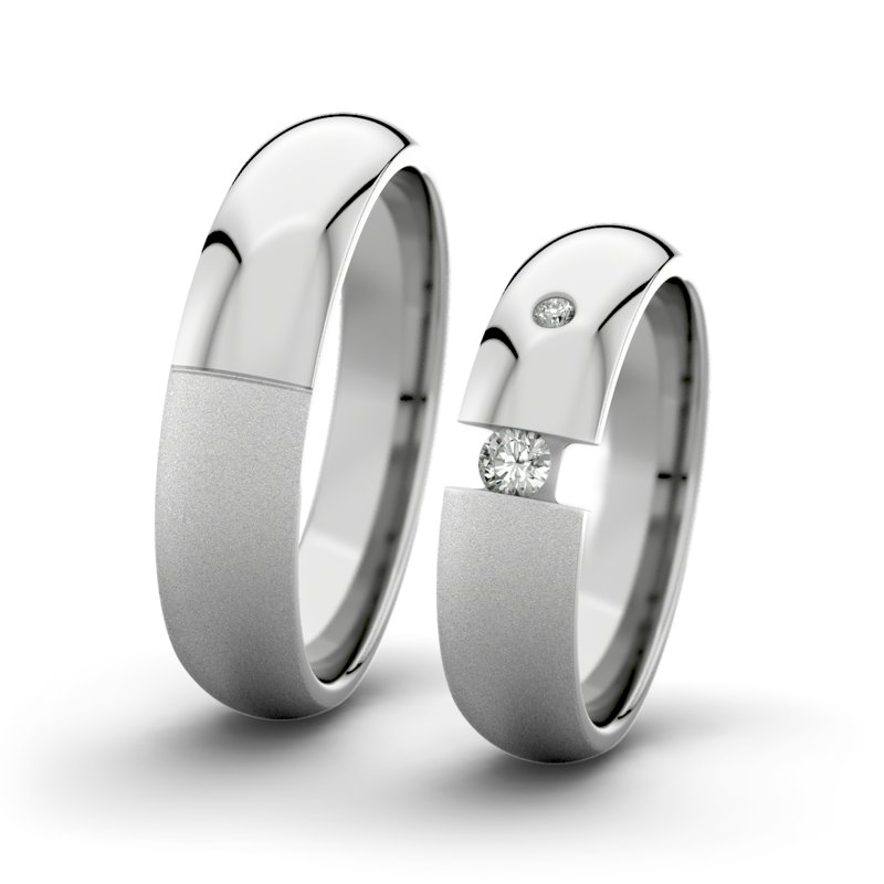 Diamantring Victoria F5 P5, Palladium 585 Sandmattfein, von vorn
