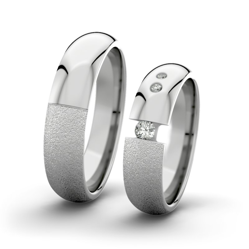 Diamantring Victoria F5 P5, Platinum 600 Sandmattgrob, von vorn