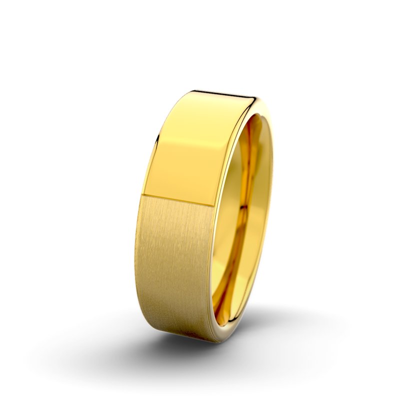 Kein Stein Gelbgold längsmattring Victoria F6 P1, Gelbgold 585 längsmatt, von vorn