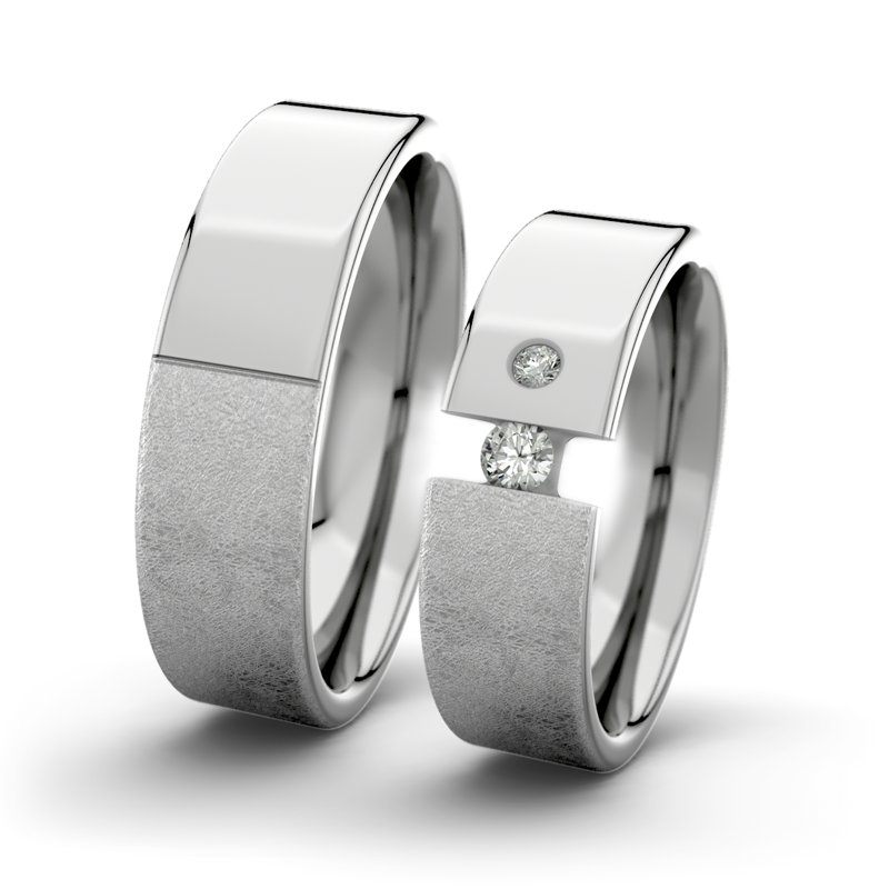 Diamantring Victoria F6 P1, Palladium 585 eismatt, von vorn