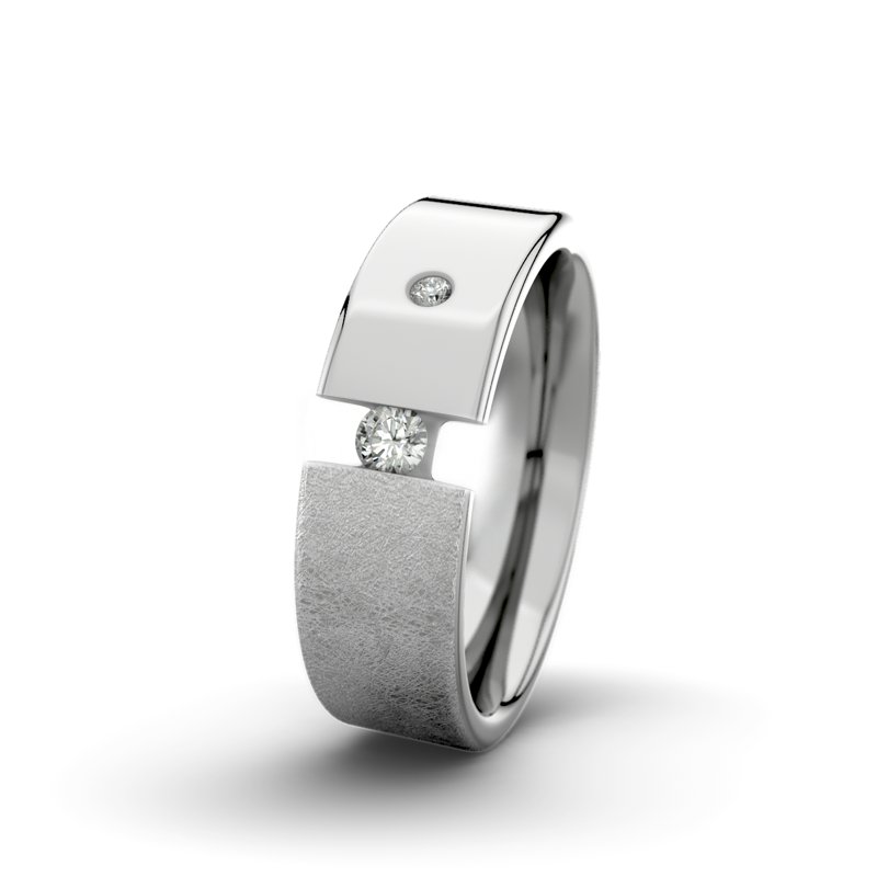 Diamantring Victoria F6 P1, Palladium 585 eismatt, von vorn