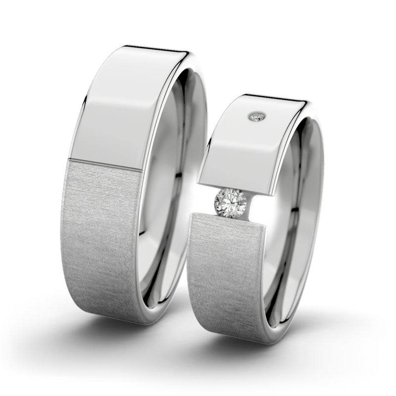 Diamantring Victoria F6 P1, Palladium 585 quermatt, von vorn