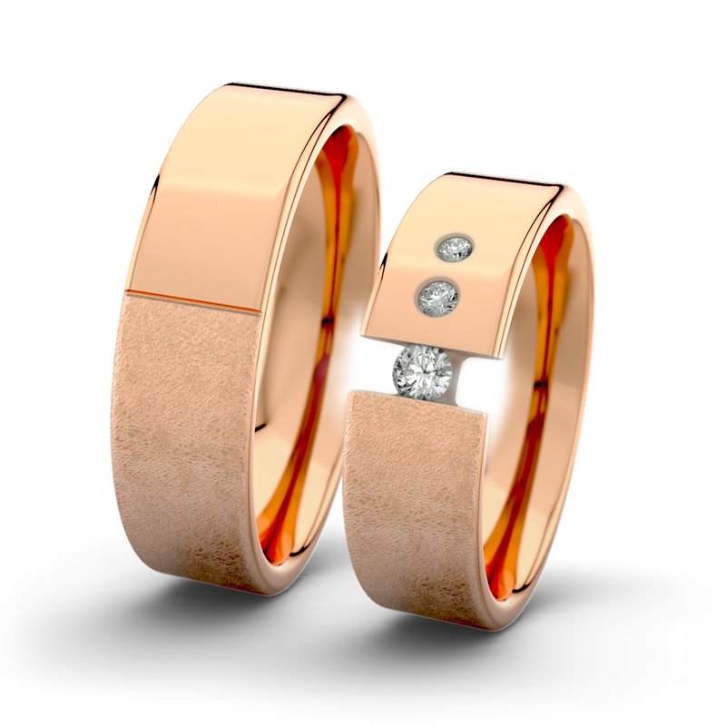 Diamantring Victoria F6 P1, Rotgold 585 eismatt, von vorn