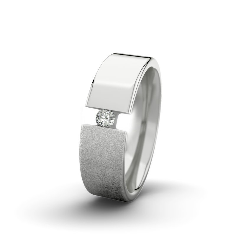 Diamantring Victoria F6 P1, Sterlingsilber 925 eismatt, von vorn