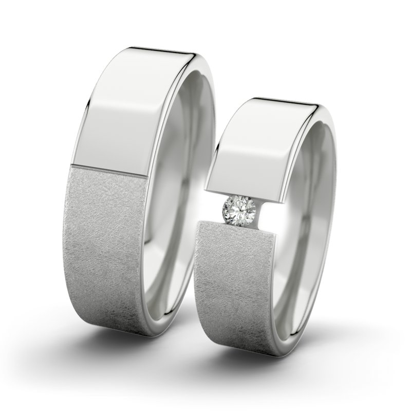 Diamantring Victoria F6 P1, Sterlingsilber 925 eismatt, von vorn