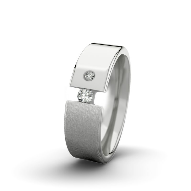 Diamantring Victoria F6 P1, Sterlingsilber 925 längsmatt, von vorn