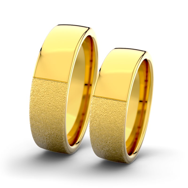 Kein Stein Gelbgold Sandmattgrobring Victoria F6 P4, Gelbgold 750 Sandmattgrob, von vorn