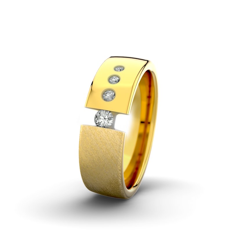 Diamantring Victoria F6 P4, Gelbgold 375 Schrägmatt, von vorn