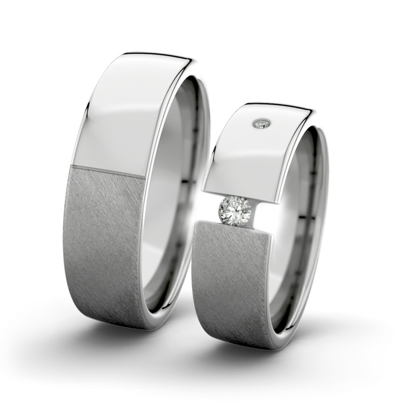 Diamantring Victoria F6 P4, Palladium 950 Schrägmatt, von vorn