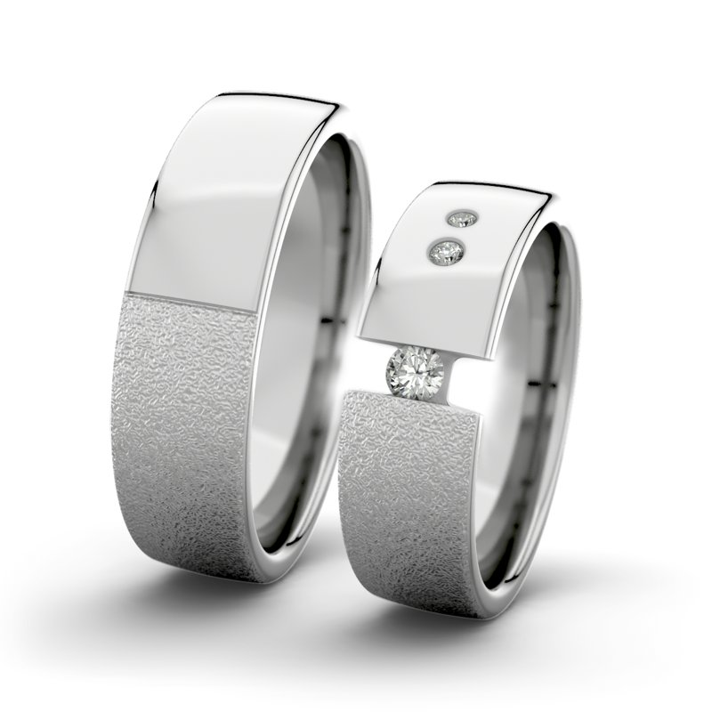 Diamantring Victoria F6 P4, Platinum 600 Sandmattgrob, von vorn