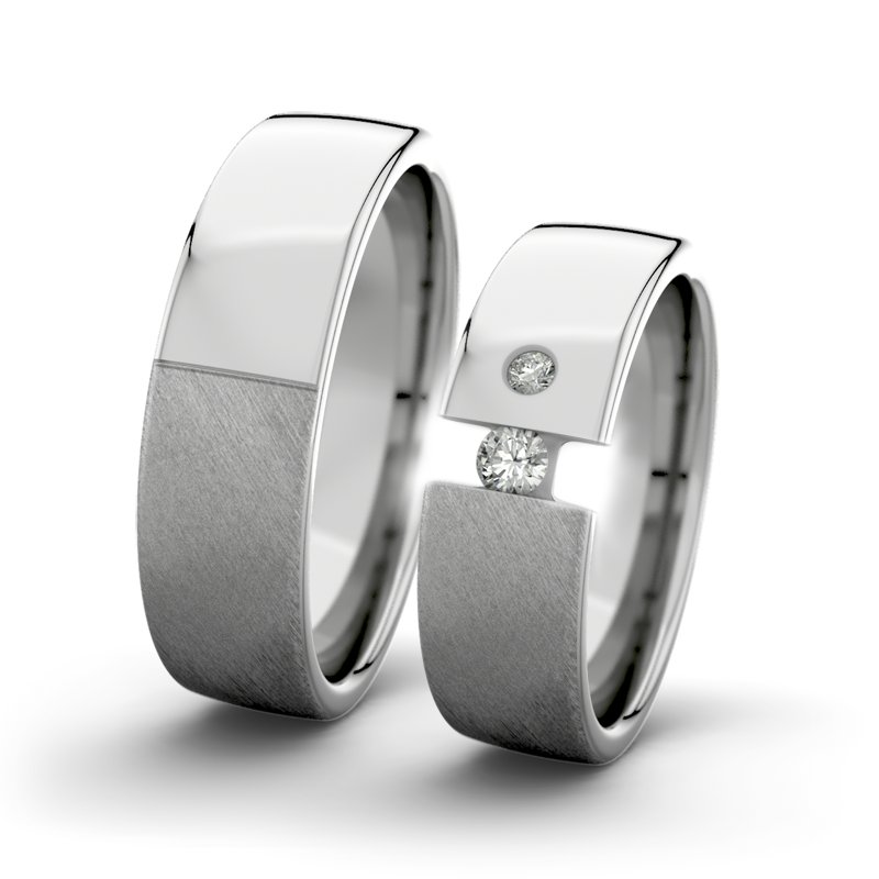 Diamantring Victoria F6 P4, Platinum 950 Schrägmatt, von vorn