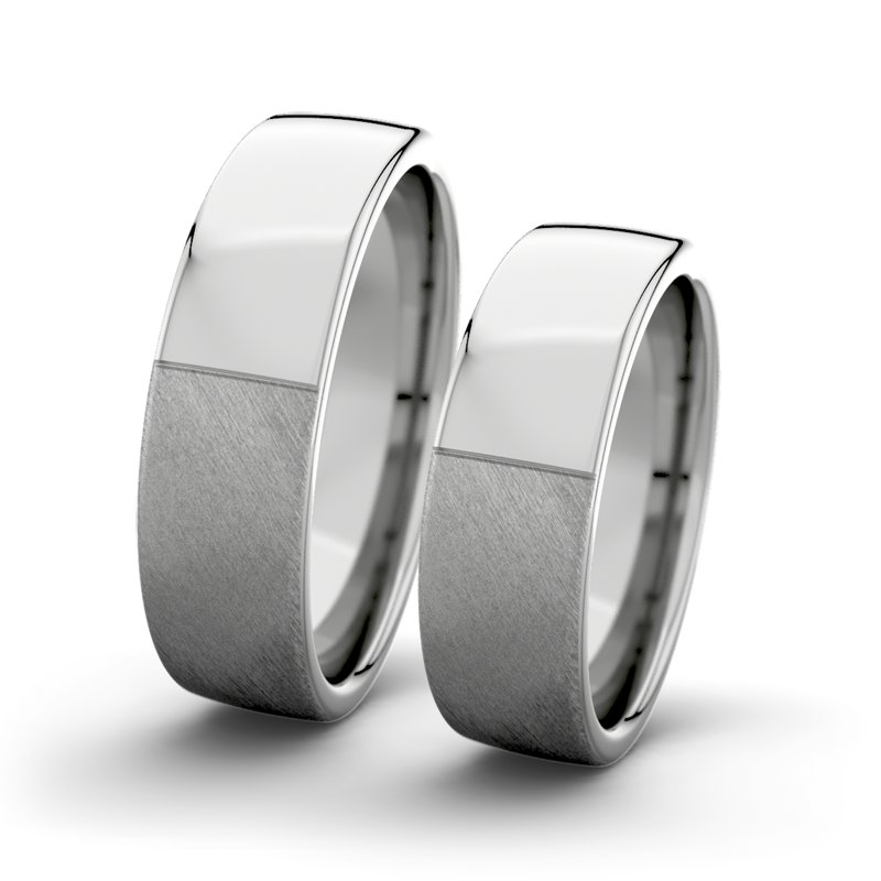 Kein Stein Platinum Schrägmattring Victoria F6 P4, Platinum 950 Schrägmatt, von vorn