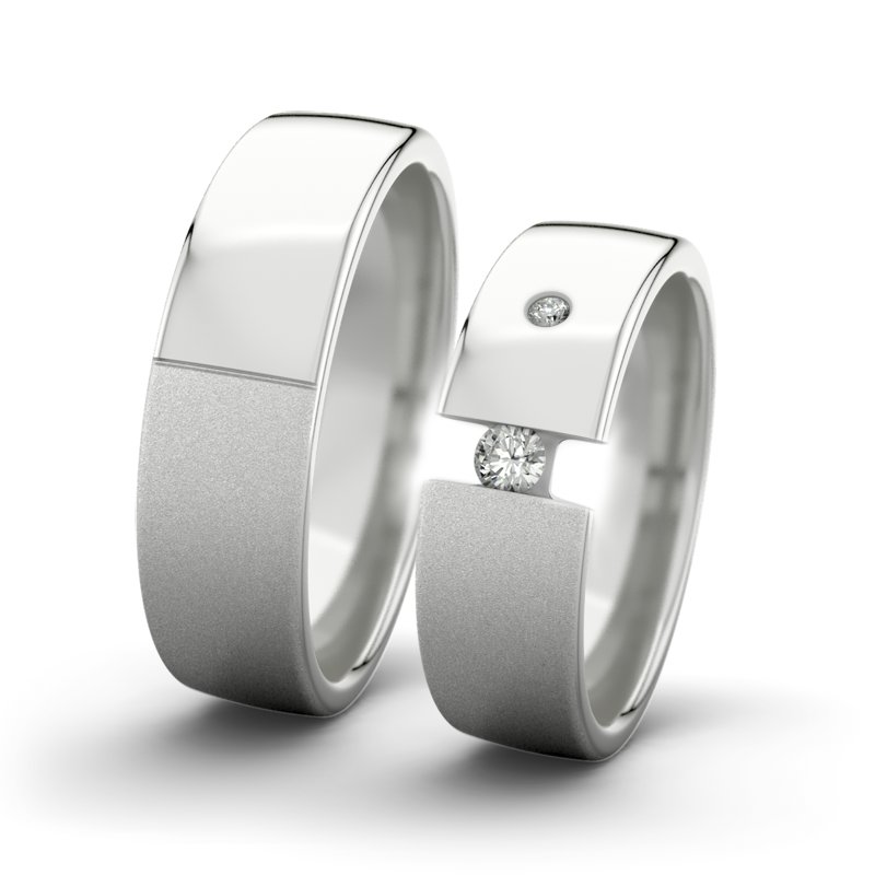 Diamantring Victoria F6 P4, Sterlingsilber 925 Sandmattfein, von vorn