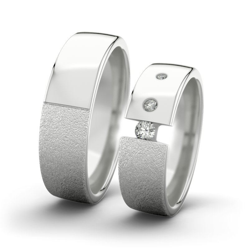 Diamantring Victoria F6 P4, Sterlingsilber 925 Sandmattgrob, von vorn