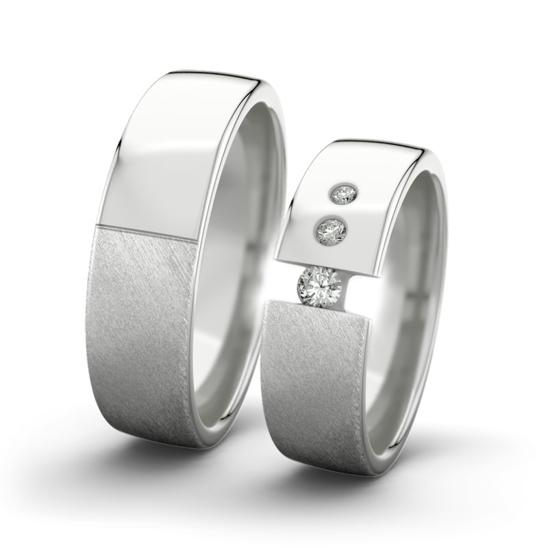 Diamantring Victoria F6 P4, Sterlingsilber 925 Schrägmatt, von vorn