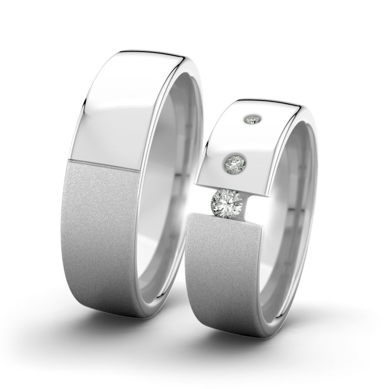 Diamantring Victoria F6 P4, Weißgold 375 Sandmattfein, von vorn