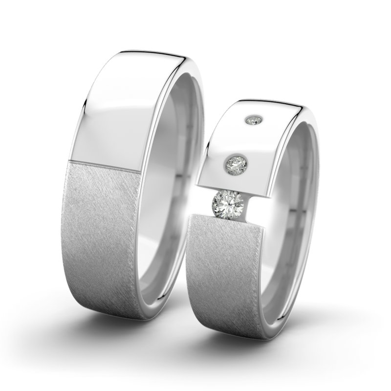 Diamantring Victoria F6 P4, Weißgold 375 Schrägmatt, von vorn