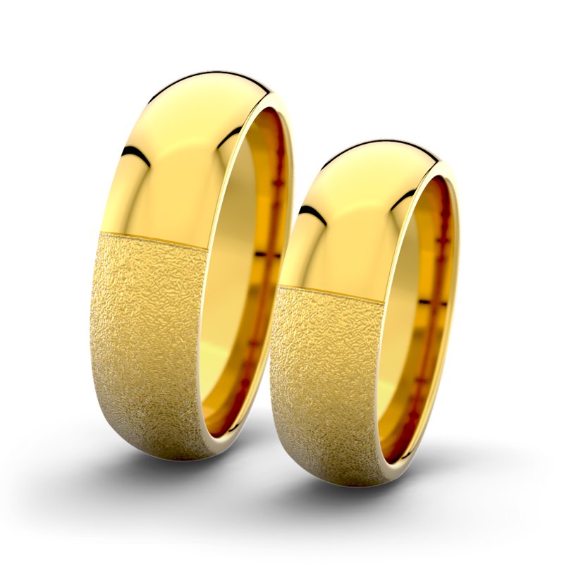Kein Stein Gelbgold Sandmattgrobring Victoria F6 P5, Gelbgold 375 Sandmattgrob, von vorn