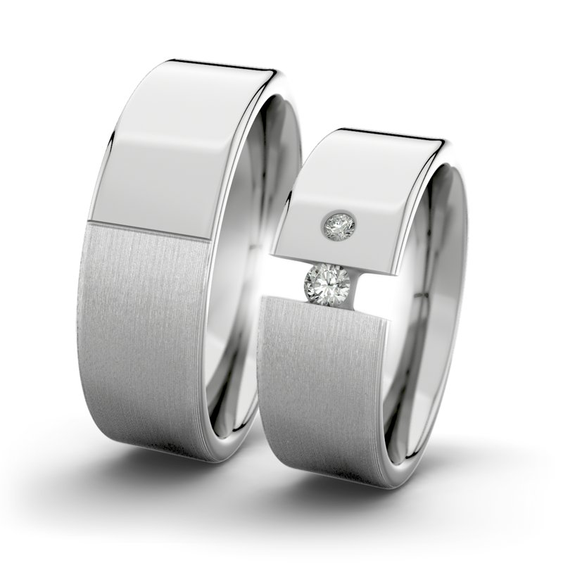 Diamantring Victoria F7 P1, Palladium 585 längsmatt, von vorn