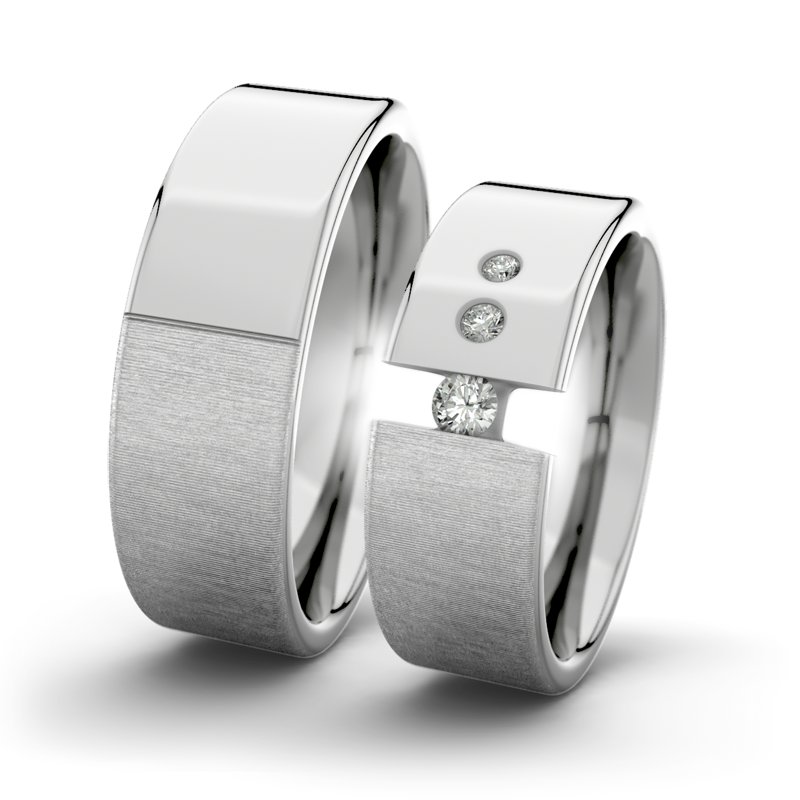 Diamantring Victoria F7 P1, Platinum 600 quermatt, von vorn
