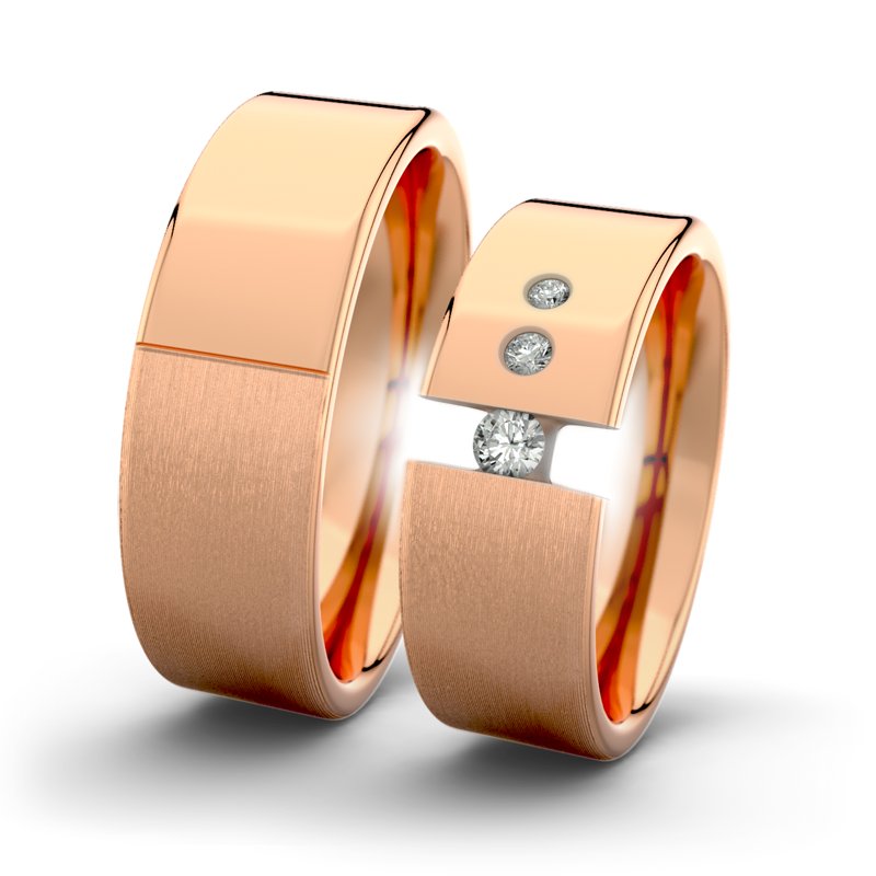 Diamantring Victoria F7 P1, Rotgold 585 längsmatt, von vorn