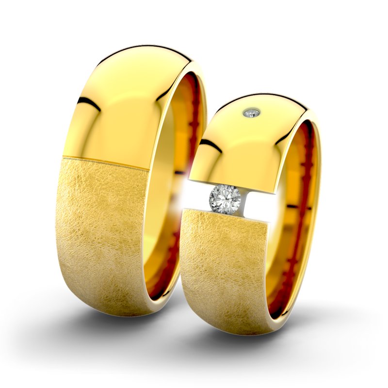 Diamantring Victoria F7 P5, Gelbgold 375 eismatt, von vorn