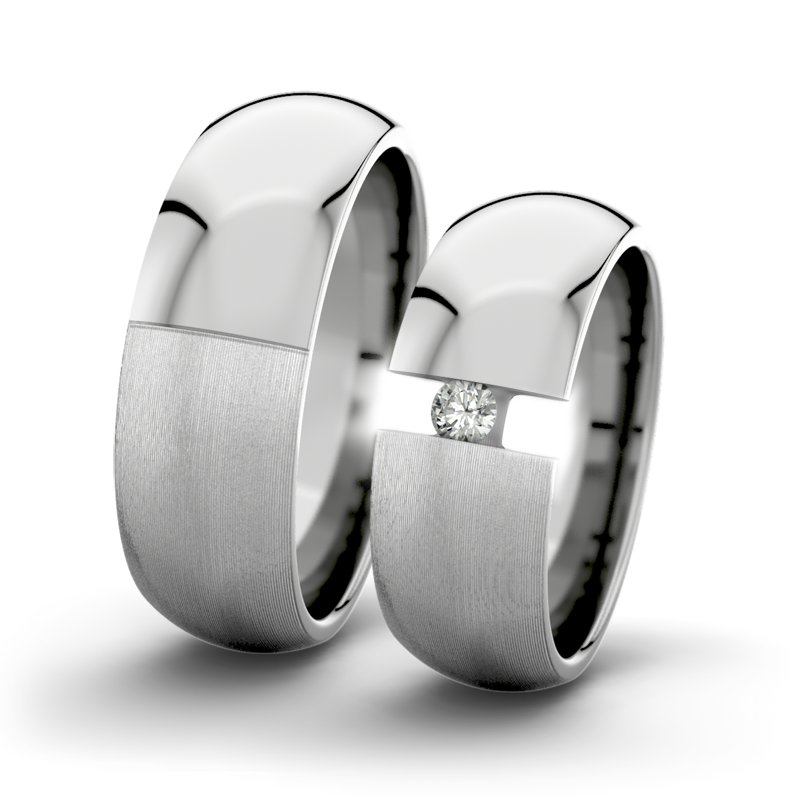 Diamantring Victoria F7 P5, Platinum 600 längsmatt, von vorn